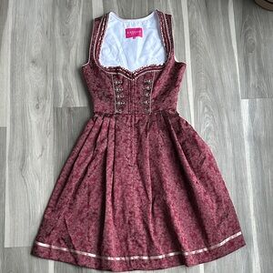 Kruger Burgundy Dirndl Midi Dress